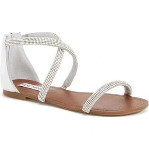 Steve Madden Zsaza Silver Rhinestone Strappy Sandals size 6.5